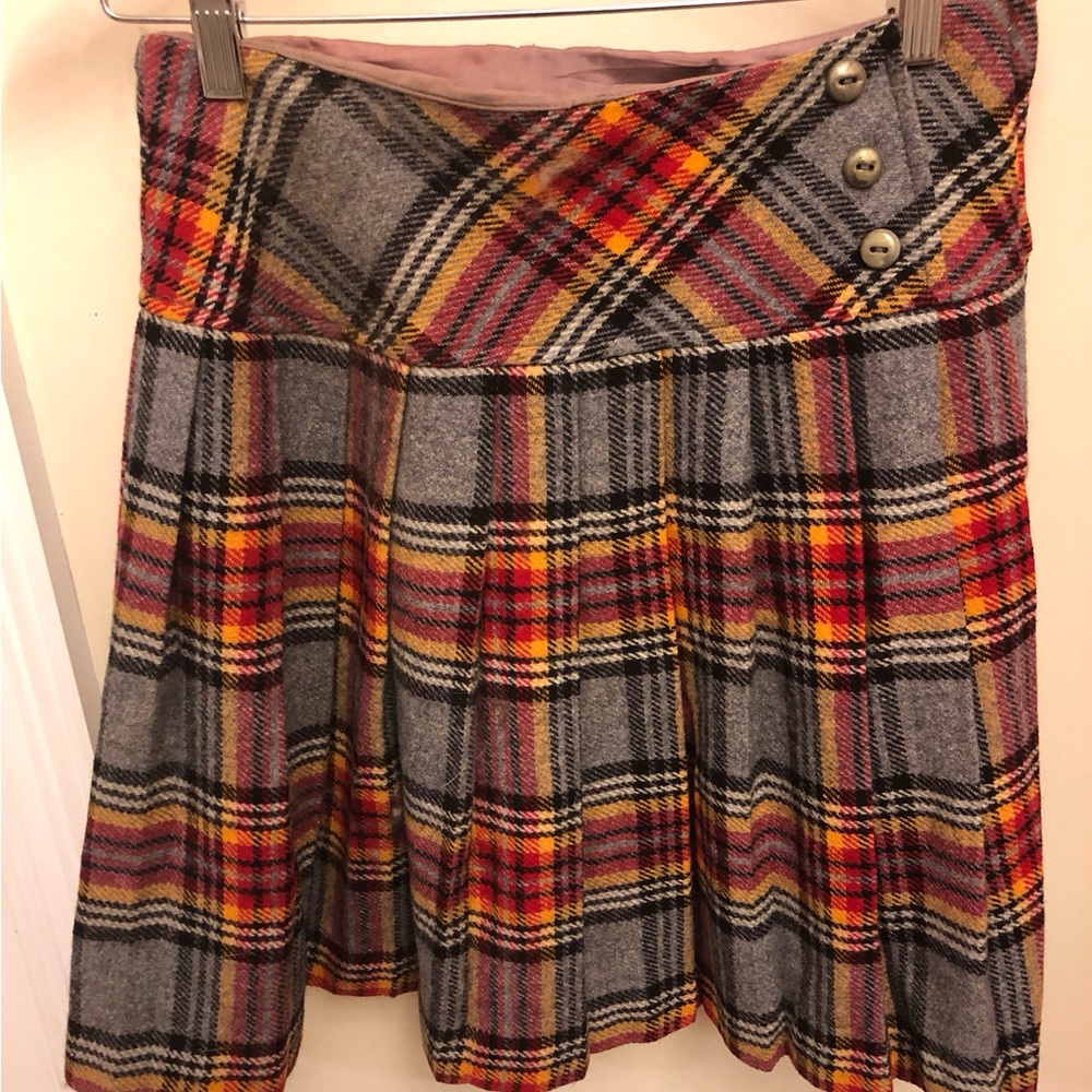 Vintage 1960s young ladies plaid kilt style skirt. Colors remain vivid. 25”x19”